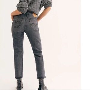 Levi's Black Wash High-Rise Straight Jeans